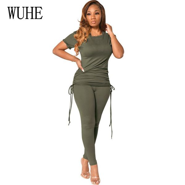 wuhe casual sports two piece set short sleeve o neck pleated drawstring crop + tight pencil pants joggers tracksuit, Gray
wuhe casual sports two piece set short sleeve o neck pleated drawstring crop + tight pencil pants joggers tracksuit, Gray