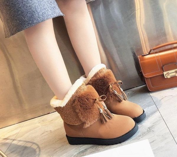women winter genuine leather ankle boots hidden heel ladies shoes warm plush woman winter fur snow boot, Black
women winter genuine leather ankle boots hidden heel ladies shoes warm plush woman winter fur snow boot, Black