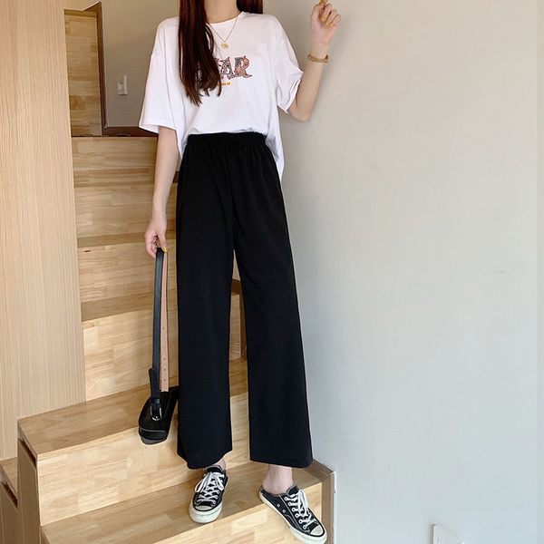 black wide-leg pencil pants women vintage straight office lady high waist long pants korean loose casual plus size trouser y660 201113, Black;white
black wide-leg pencil pants women vintage straight office lady high waist long pants korean loose casual plus size trouser y660 201113, Black;white