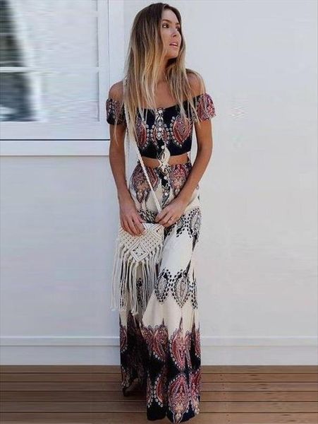 and long skirts women fashion sets bohemia off shoulder print boho style clothes, Gray
and long skirts women fashion sets bohemia off shoulder print boho style clothes, Gray