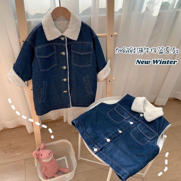 winter new boys and girls denim plus velvet jacket baby fashion cowboy waistcoat loose jeans toddler casual cotton clothes, Blue;gray
winter new boys and girls denim plus velvet jacket baby fashion cowboy waistcoat loose jeans toddler casual cotton clothes, Blue;gray
