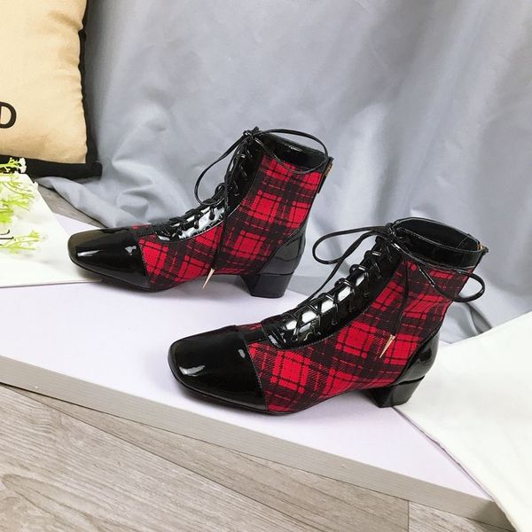 classic calfskin boots ladies plaid platform flat black and white leather gingham lace up winter shoes
classic calfskin boots ladies plaid platform flat black and white leather gingham lace up winter shoes