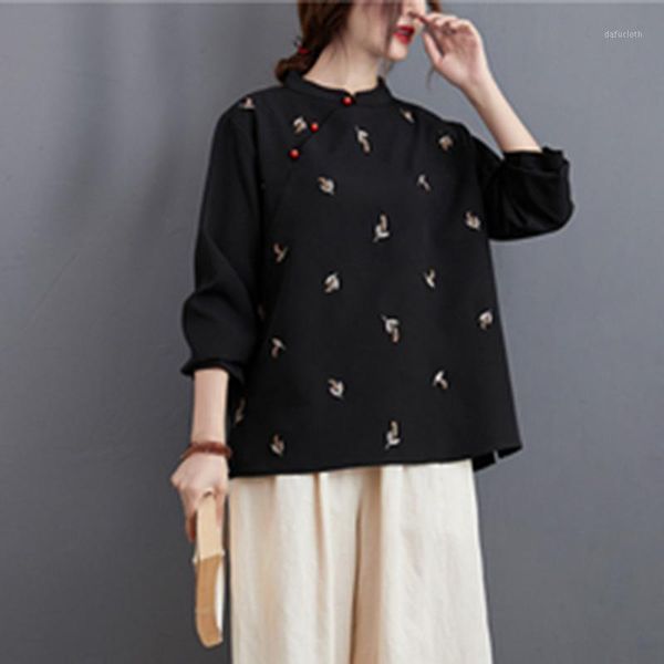 new arrival autumn winter arts style women long sleeve stand collar shirt all-matched embroidery button blouse plus size a7831, White
new arrival autumn winter arts style women long sleeve stand collar shirt all-matched embroidery button blouse plus size a7831, White