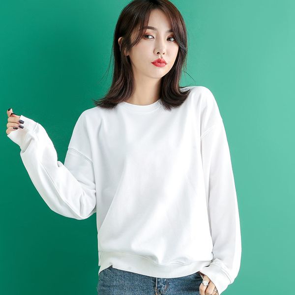 round neck white sweater women's spring autumn thin and loose, Black
round neck white sweater women's spring autumn thin and loose, Black
