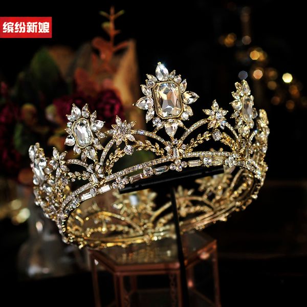 golden baroque palace luxurious round bride dress banquet wedding headdress crown lady, Silver
golden baroque palace luxurious round bride dress banquet wedding headdress crown lady, Silver