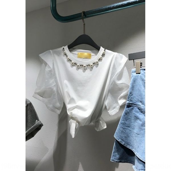 2020 summer new korean mesh splicing short sleeve t-shirt pin pinwomen's loose pin bead collar t-shirt versatile ins fashion mnwrr, White
2020 summer new korean mesh splicing short sleeve t-shirt pin pinwomen's loose pin bead collar t-shirt versatile ins fashion mnwrr, White
