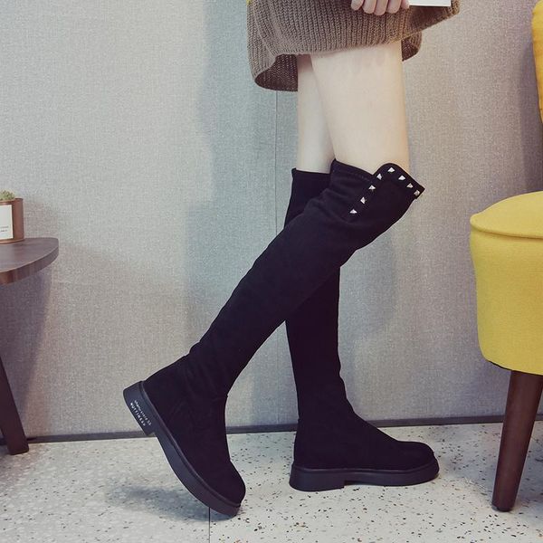 brand women's shoes rubber boots rivets booties woman 2020 low heel round toe thigh high heels high winter, Black
brand women's shoes rubber boots rivets booties woman 2020 low heel round toe thigh high heels high winter, Black