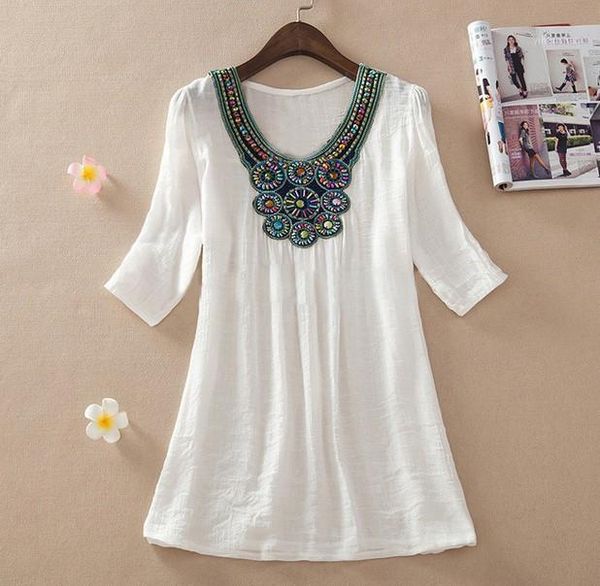 2020 summer new women floral embroidery plus size xxxl loose blouse shirts 7 candy colors chiffon casual shirt 1, White
2020 summer new women floral embroidery plus size xxxl loose blouse shirts 7 candy colors chiffon casual shirt 1, White