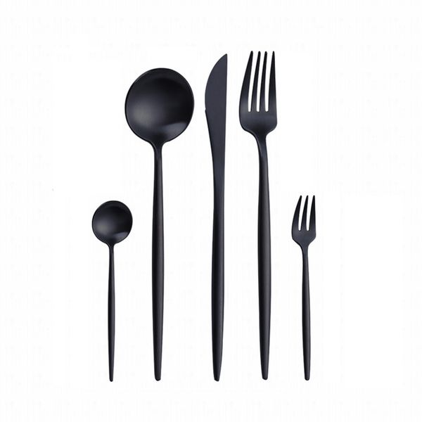 5pcs black matte cutlery 304 stainless steel dinnerware sets dinner salad fork spoon butter knife kitchen gold tableware set q0108
5pcs black matte cutlery 304 stainless steel dinnerware sets dinner salad fork spoon butter knife kitchen gold tableware set q0108