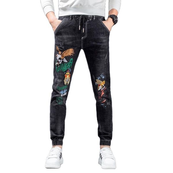 men's jeans personality hipster denim pants mens embroidery printed stretch hip hop streetwear straight slim cowboys trousers hommes, Blue
men's jeans personality hipster denim pants mens embroidery printed stretch hip hop streetwear straight slim cowboys trousers hommes, Blue