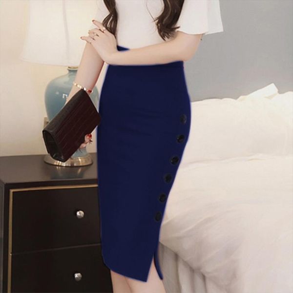 women elegant slim pencil skirts high waist ladies skirt side split button office ladies bodycon fitted skirts, Black
women elegant slim pencil skirts high waist ladies skirt side split button office ladies bodycon fitted skirts, Black