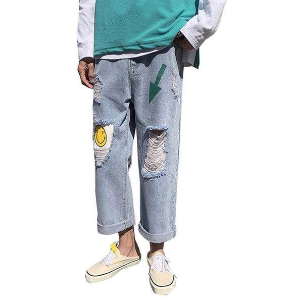 wholesale denim ripped jeans women's trendy loose straight pants 2020 new slim caroon printed student wide-leg harem pants, Blue
wholesale denim ripped jeans women's trendy loose straight pants 2020 new slim caroon printed student wide-leg harem pants, Blue