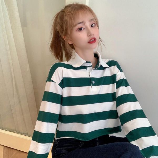 women's polos 2021contrast striped half button crop sweatshirt short shirt long sleeve women shirts autumn pullovers female, White
women's polos 2021contrast striped half button crop sweatshirt short shirt long sleeve women shirts autumn pullovers female, White