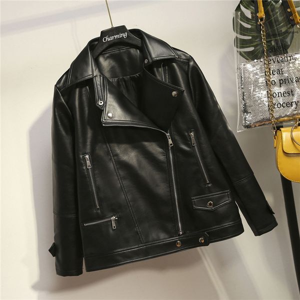 pu leather jacket woman autumn women plus size zipper short coat female black punk bomber faux leather outwear 5xl 
pu leather jacket woman autumn women plus size zipper short coat female black punk bomber faux leather outwear 5xl