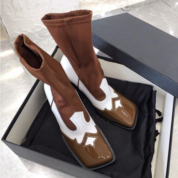 ins patent leather shoes woman square toe boots woman mixed colors zapatos de mujer stretch botas mujer chunky high heels1, Black
ins patent leather shoes woman square toe boots woman mixed colors zapatos de mujer stretch botas mujer chunky high heels1, Black