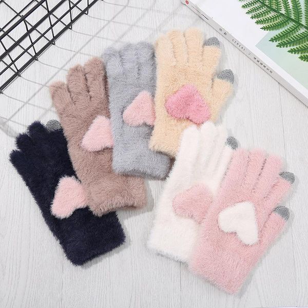 2020 women' winter warm touch screen gloves cute love heart full finger gloves knitted plush outdoor flip cover mittens, Blue;gray
2020 women' winter warm touch screen gloves cute love heart full finger gloves knitted plush outdoor flip cover mittens, Blue;gray