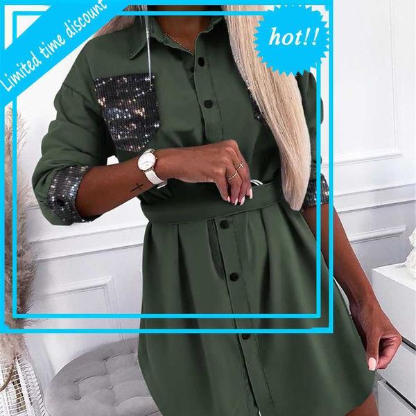 women edge patchwork shirts dress elegant revers button design effects color long mouw jurk casual vestido de mujer, Black
women edge patchwork shirts dress elegant revers button design effects color long mouw jurk casual vestido de mujer, Black