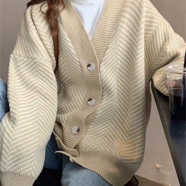 women sweater spring autumn winter striped v-neck long sleeve casual basic cardigan warm loose knitted jacket ladies plus size y200720, White;black
women sweater spring autumn winter striped v-neck long sleeve casual basic cardigan warm loose knitted jacket ladies plus size y200720, White;black