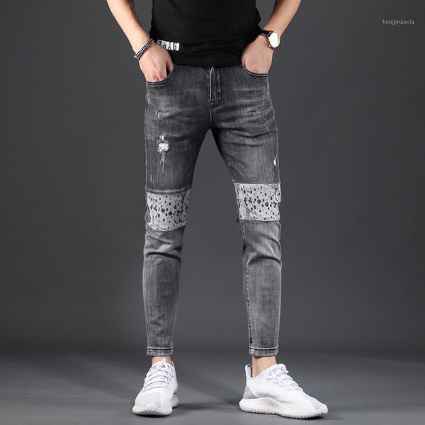 men patchwork ripped jeans 2020 summer gray stretch jean fashion slim fit ankle-length pencil pants1, Blue
men patchwork ripped jeans 2020 summer gray stretch jean fashion slim fit ankle-length pencil pants1, Blue