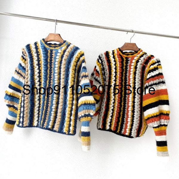 2020 autumn winter fashion stripes knit pullovers long lantern sleeve vintage warm knitting sweaters h1211, White;black
2020 autumn winter fashion stripes knit pullovers long lantern sleeve vintage warm knitting sweaters h1211, White;black