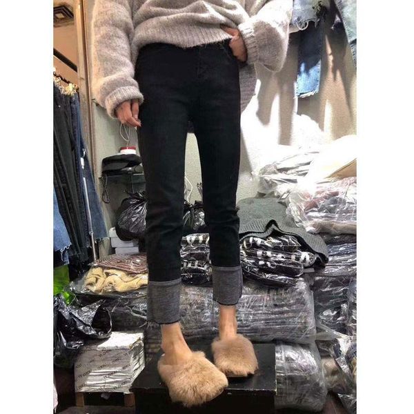 men's jeans style plush large size women's wear autumn and winter fashion high waist small feet nine point straight pants, Blue
men's jeans style plush large size women's wear autumn and winter fashion high waist small feet nine point straight pants, Blue