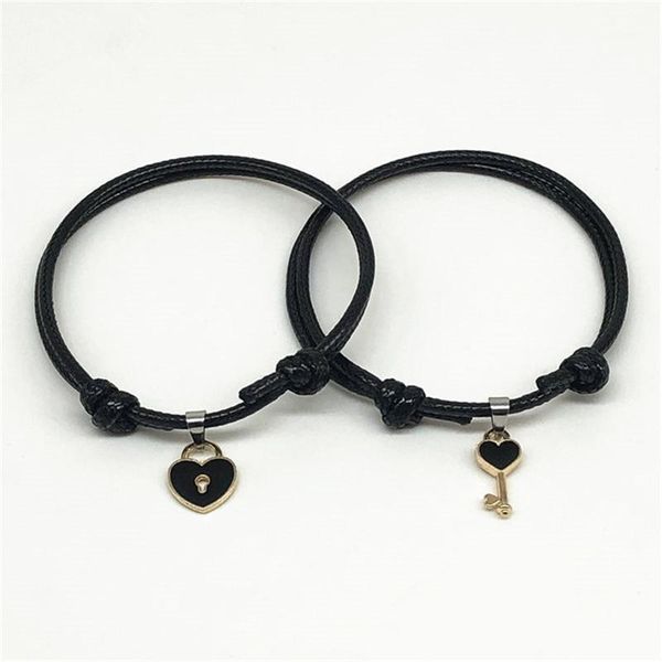 2 pcs/lot japanese korean black rope retro couple bracelet key heart lock charm bracelet handmade lovers jewelry girlfriend gift1, Golden;silver
2 pcs/lot japanese korean black rope retro couple bracelet key heart lock charm bracelet handmade lovers jewelry girlfriend gift1, Golden;silver
