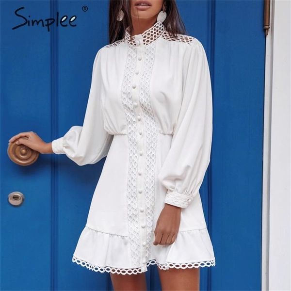 simplee streetwear women white dress long sleeve ruffle hollow out lady summer dress spring geometric lantern pockets mini dress lj200820, Black;gray
simplee streetwear women white dress long sleeve ruffle hollow out lady summer dress spring geometric lantern pockets mini dress lj200820, Black;gray