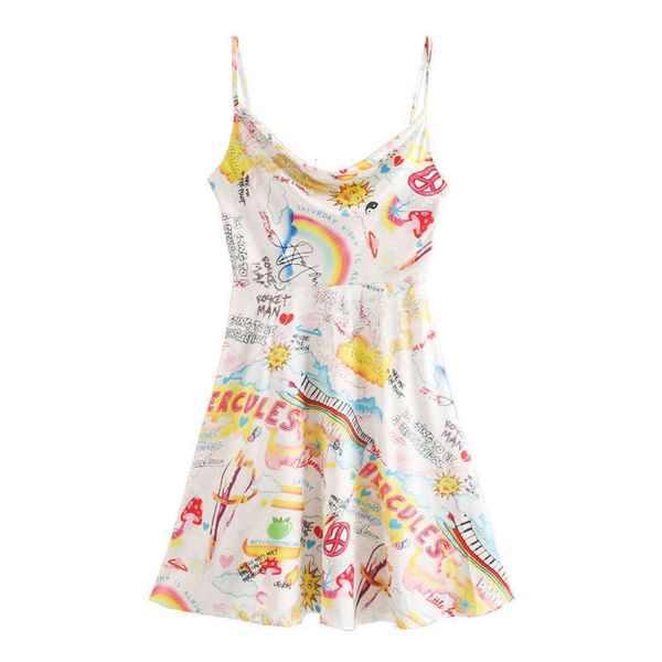 new q0731 wind summer women's 2020 sun rainbow printed satin suspender dress, Black;gray
new q0731 wind summer women's 2020 sun rainbow printed satin suspender dress, Black;gray