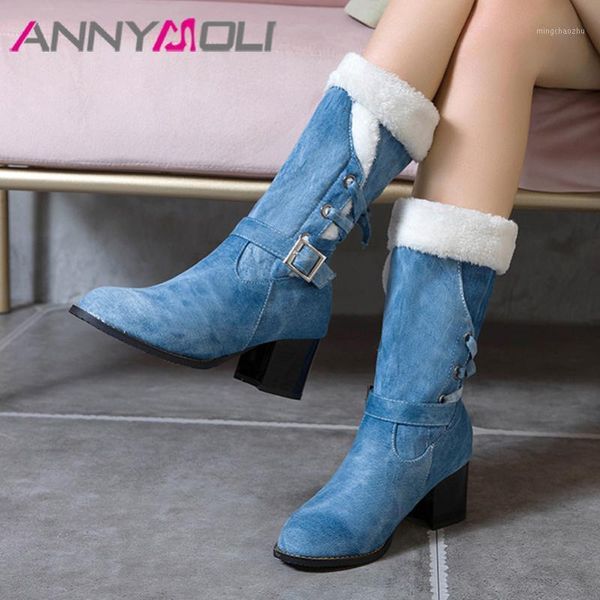 boots annymoli woman high heel mid calf buckle thick shoes denim lace up round toe ladies autumn winter blue 461, Black
boots annymoli woman high heel mid calf buckle thick shoes denim lace up round toe ladies autumn winter blue 461, Black