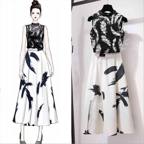 new floral print 2 pieces sets for woman 2021 summer lace sleeveless long skirt vintage female evening party 2 pcs suits, Gray
new floral print 2 pieces sets for woman 2021 summer lace sleeveless long skirt vintage female evening party 2 pcs suits, Gray