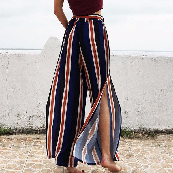 women's pants & capris high street loose striped wide leg holiday full length slit chiffon palazzo women1, Black;white
women's pants & capris high street loose striped wide leg holiday full length slit chiffon palazzo women1, Black;white