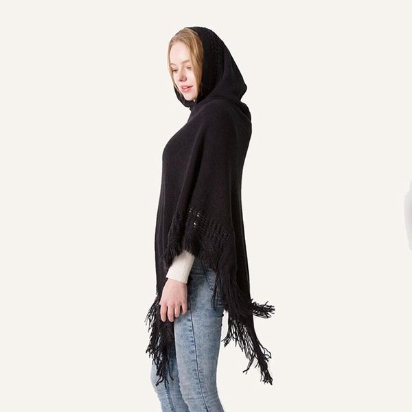 scarves ladies' hooded cape with fringed hem,crochet poncho knitting solid color warm batwing cloak for women girls, Blue;gray
scarves ladies' hooded cape with fringed hem,crochet poncho knitting solid color warm batwing cloak for women girls, Blue;gray