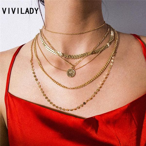 vivilady vintage style multilayer alloy women choker necklaces trendy round metal pendant sequins charm lady party jewelry gift, Golden;silver
vivilady vintage style multilayer alloy women choker necklaces trendy round metal pendant sequins charm lady party jewelry gift, Golden;silver