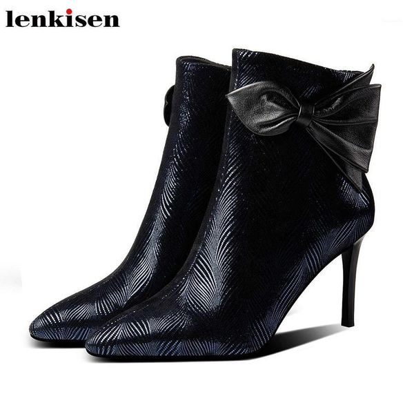 boots lenkisen genuine leather gorgeous butterfly-knot stiletto heels pointed toe winter women zip ankle l961, Black
boots lenkisen genuine leather gorgeous butterfly-knot stiletto heels pointed toe winter women zip ankle l961, Black