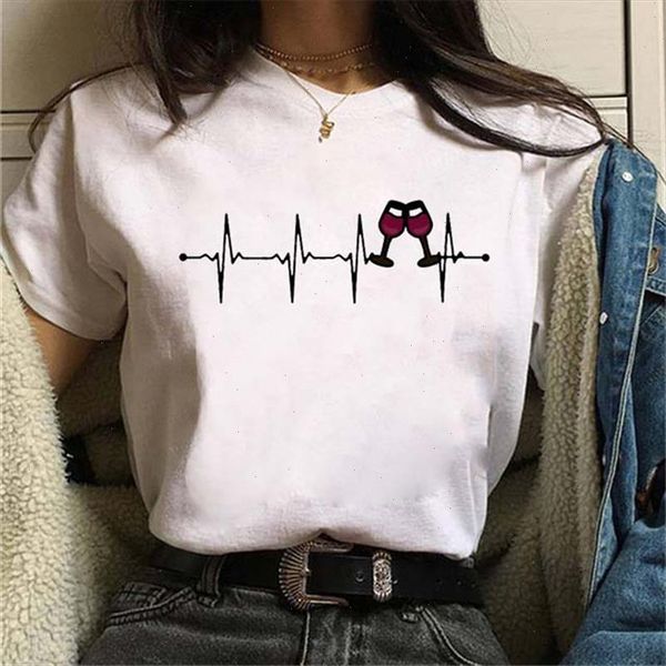 new funny women wine heartbeat print short sleeve clothes harajuku kawaii o neck streetwear summer female girls t shirts, White
new funny women wine heartbeat print short sleeve clothes harajuku kawaii o neck streetwear summer female girls t shirts, White