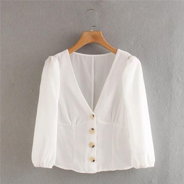 women's blouses & shirts 2021 women white french style fashion short blouse female summer chic v-neck long sleeve lady single breasted
women's blouses & shirts 2021 women white french style fashion short blouse female summer chic v-neck long sleeve lady single breasted
