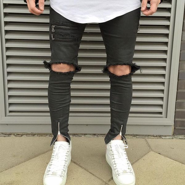 men's jeans ripped knee zipper men fashion hip hop urban for motorcycle distressing biker slim skinny destroyed torn pants, Blue
men's jeans ripped knee zipper men fashion hip hop urban for motorcycle distressing biker slim skinny destroyed torn pants, Blue