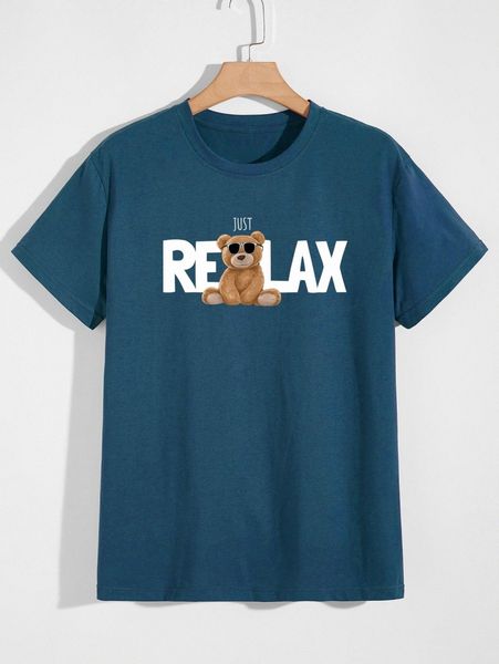 men cartoon bear and slogan graphic tee q9w0#, White;black
men cartoon bear and slogan graphic tee q9w0#, White;black