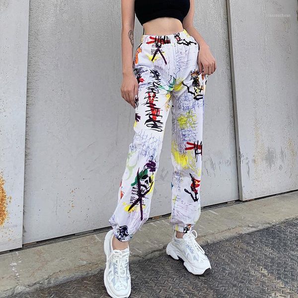 street hip-hop white women pants 2020 fashion lady graffiti print cool hipster long pant stretch waist loose sport trousers new1, Black;white
street hip-hop white women pants 2020 fashion lady graffiti print cool hipster long pant stretch waist loose sport trousers new1, Black;white
