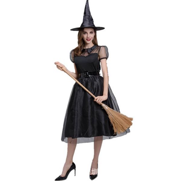 halloween new black yarn witch costume witch clothes with hat temperament dark night ghost game costume stage costume, Silver
halloween new black yarn witch costume witch clothes with hat temperament dark night ghost game costume stage costume, Silver