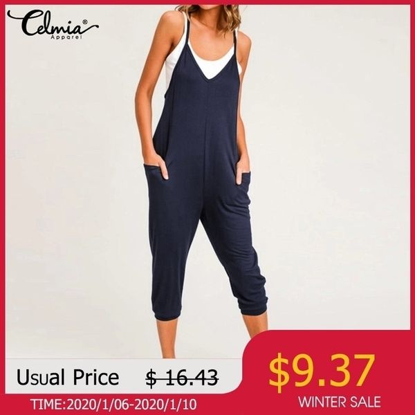 celmia summer women jumpsuits sleeveless spaghetti strap rompers casual loose harem pants v-neck oversized playsuits y200106, Black;white
celmia summer women jumpsuits sleeveless spaghetti strap rompers casual loose harem pants v-neck oversized playsuits y200106, Black;white