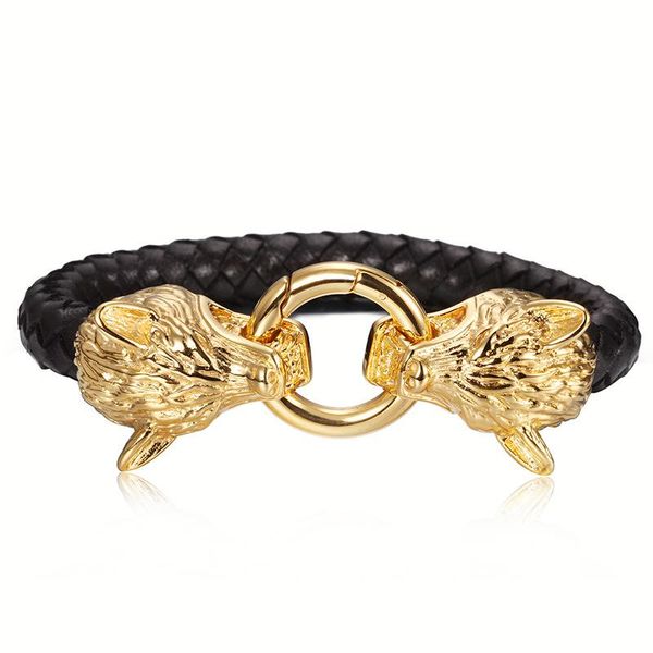 gold color 316l stainless steel wolf head bracelet bangle with black leather 8.66inch for men, Golden;silver
gold color 316l stainless steel wolf head bracelet bangle with black leather 8.66inch for men, Golden;silver