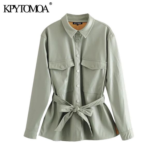 kpytomoa women street fashion pu faux leather with belt jacket coat vintage long sleeve pockets female outerwear chic 201028, Black
kpytomoa women street fashion pu faux leather with belt jacket coat vintage long sleeve pockets female outerwear chic 201028, Black