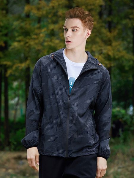 men geo print hooded jacket w8ob#, Black;brown