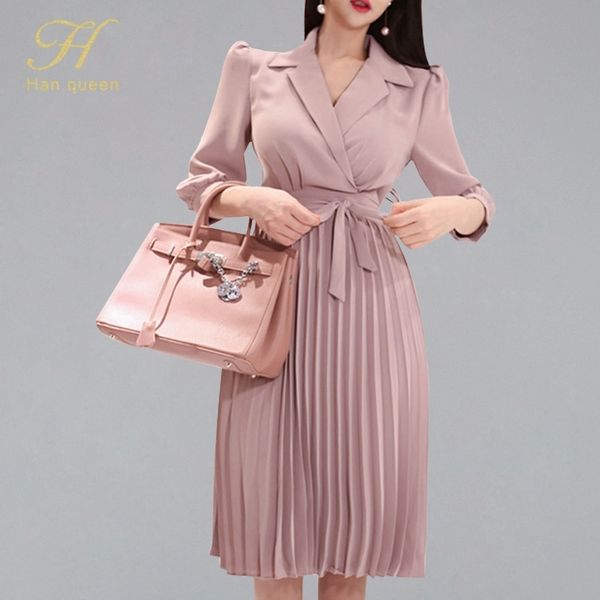 h han queen women's new notched neck pleated dress draped lace up bow a-line dresses ol elegant work wear business vestidos y200120, White;black
h han queen women's new notched neck pleated dress draped lace up bow a-line dresses ol elegant work wear business vestidos y200120, White;black