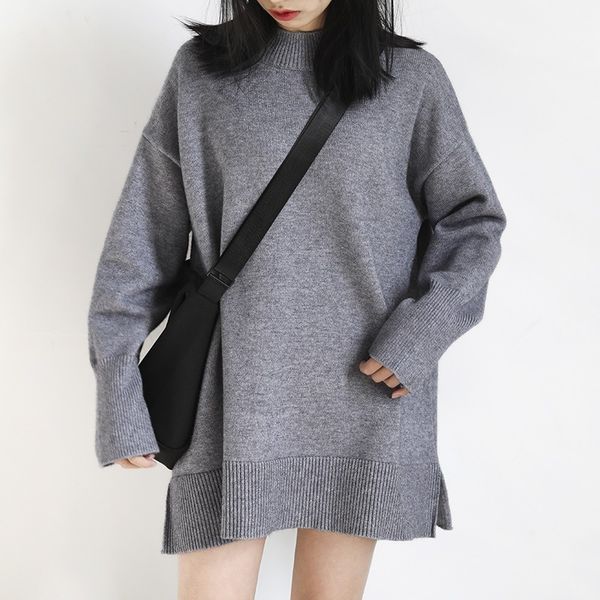 woherb 2020 autumn winter pullover women loose sweaters harajuku chic solid knitted jumper pull femme korean fashion streetwear lj201126, White;black
woherb 2020 autumn winter pullover women loose sweaters harajuku chic solid knitted jumper pull femme korean fashion streetwear lj201126, White;black