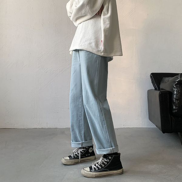 2021 new casual basic woman solid color korean straight denim pants man jeans clothing streetwear jwbk, Blue
2021 new casual basic woman solid color korean straight denim pants man jeans clothing streetwear jwbk, Blue