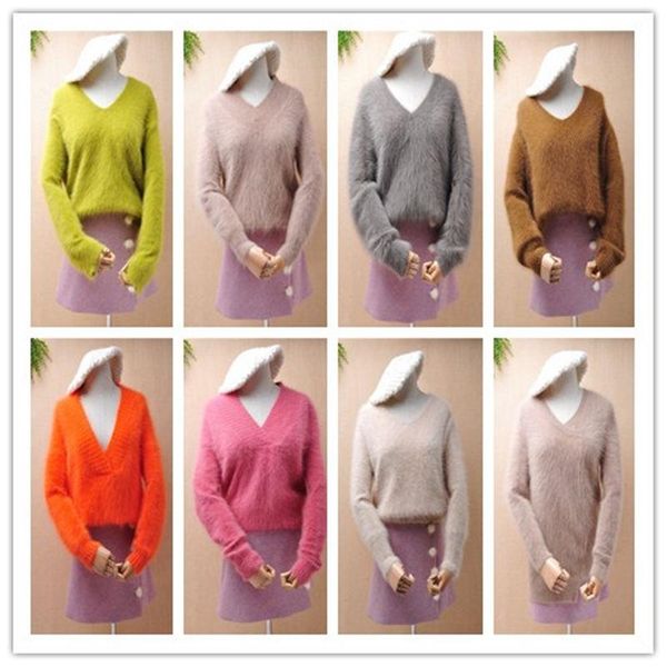 women's sweaters ladies women fashion hairy fluffy mink cashmere knit v-neck long sleeves loose pullover angora fur winter jumper sweat, White;black
women's sweaters ladies women fashion hairy fluffy mink cashmere knit v-neck long sleeves loose pullover angora fur winter jumper sweat, White;black