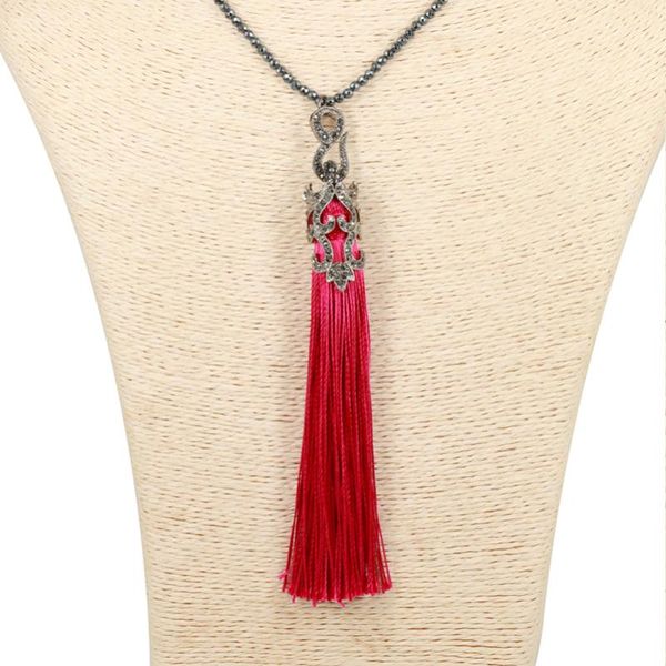 pendant necklaces fashion silk fabric long necklace tassel natural stone beads chain gifts jewelry choker for women, Silver
pendant necklaces fashion silk fabric long necklace tassel natural stone beads chain gifts jewelry choker for women, Silver