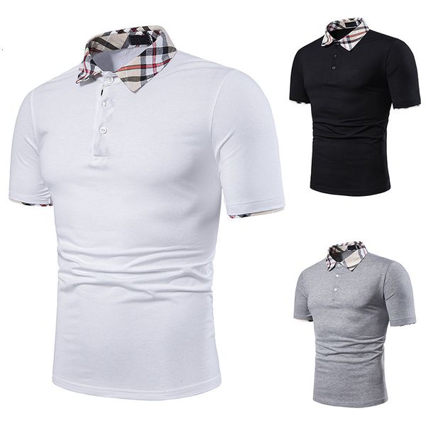 2020 large simple solid body with fashionable plaid collar men's casual short sleeve polo shirt, White;black
2020 large simple solid body with fashionable plaid collar men's casual short sleeve polo shirt, White;black